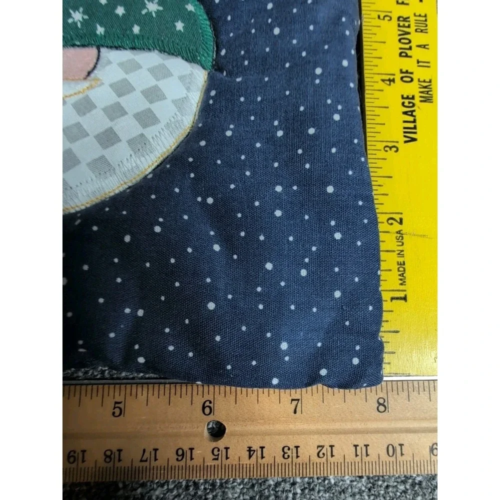 Quilted Christmas Pot Holder Moon Santa Appliqué Blue Star Country Farmhouse‎